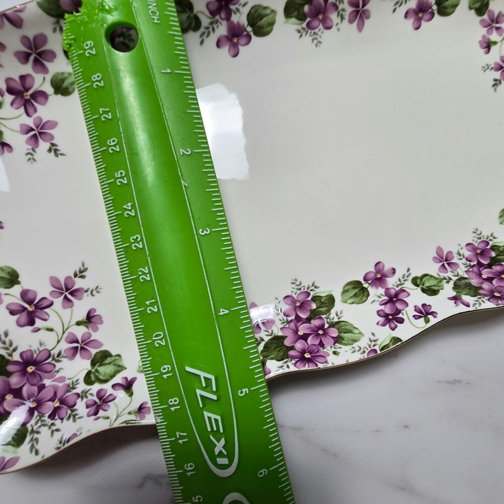 Grace's Teaware Bone China Purple Violets Trinket Dish Platter Dresser Tray - Picture 6 of 7